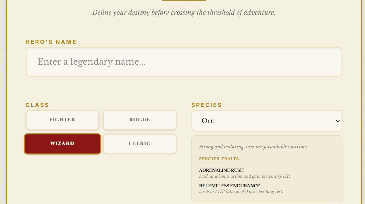 Race Selection